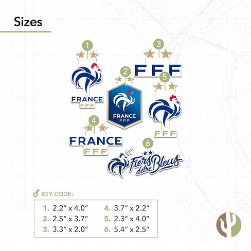 ملصق صبار الصحراء الفرنسي لكرة القدم من الفينيل FFF France Les Bleus Club لكرة القدم وزجاجة مياه للكمبيوتر المحمول ودفتر قصاصات السيارة (النوع 2-1) in Saudi Arabia