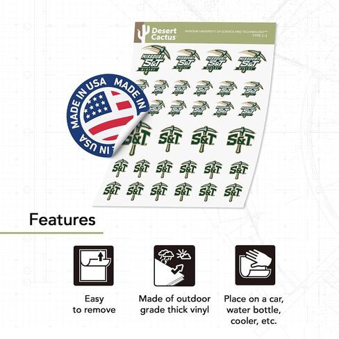 Desert Cactus Missouri University of Science and Technology Sticker MO S&T Miners Vinyl Decals Laptop Water Bottle Car Scrapbook T1 (Type 1-1) in Saudi Arabia