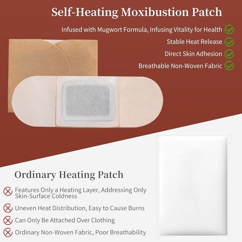 Hot Moxibustion Patches 12PCS Self-Heating Mugwort Patch Pain Relief Natural Herb Moxa Heat Pads for Neck, Waist, Shoulder,Hand,Feet, Back, Joint 艾灸贴 艾草贴 in Saudi Arabia