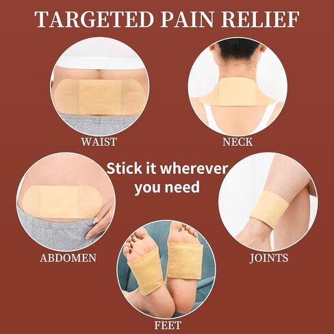 Hot Moxibustion Patches 12PCS Self-Heating Mugwort Patch Pain Relief Natural Herb Moxa Heat Pads for Neck, Waist, Shoulder,Hand,Feet, Back, Joint 艾灸贴 艾草贴 in Saudi Arabia