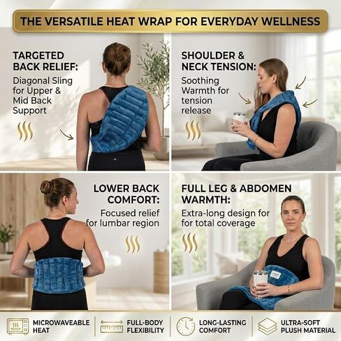 Microwavable Ultimate Body Wrap – 68" x 10" Extra‑Long Moist‑Heat Heating Pad, Reusable Microwave Heat Wrap for Neck, Shoulders, Back, Abdomen & Full‑Body Relief in Saudi Arabia