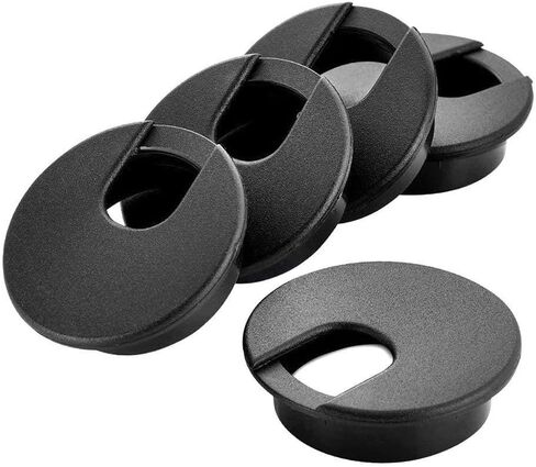 2 Inch Desk Grommet (50mm) - 5 Pack Black Plastic Cable Management Kit, Wire Covers for Cords Pass Through Computer Table, Office Desk Hole Cover for TV Stand & Workstation in Saudi Arabia