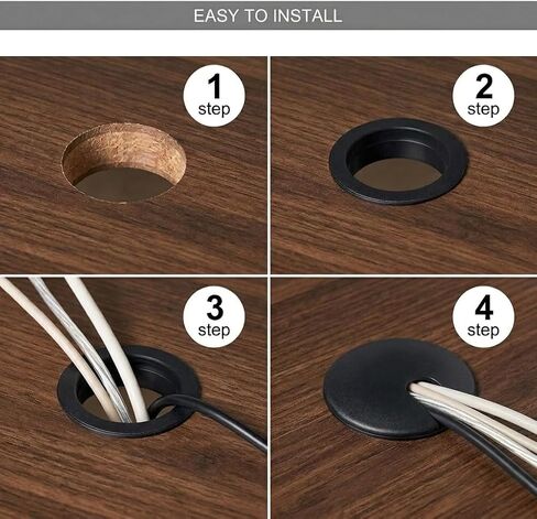 2 Inch Desk Grommet (50mm) - 5 Pack Black Plastic Cable Management Kit, Wire Covers for Cords Pass Through Computer Table, Office Desk Hole Cover for TV Stand & Workstation in Saudi Arabia