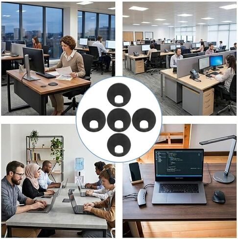 2 Inch Desk Grommet (50mm) - 5 Pack Black Plastic Cable Management Kit, Wire Covers for Cords Pass Through Computer Table, Office Desk Hole Cover for TV Stand & Workstation in Saudi Arabia
