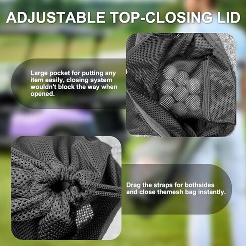 Golf Push Cart Accessories - Golf Storage Bag and Organizer for Universal Cart with Drawstring Closure, 3 Adjustable Buckles & Inner Mesh Pocket for Golf Balls, Oxford Cloth & Mesh Construction in Saudi Arabia