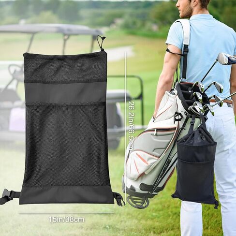 Golf Push Cart Accessories - Golf Storage Bag and Organizer for Universal Cart with Drawstring Closure, 3 Adjustable Buckles & Inner Mesh Pocket for Golf Balls, Oxford Cloth & Mesh Construction in Saudi Arabia