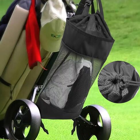 Golf Push Cart Accessories - Golf Storage Bag and Organizer for Universal Cart with Drawstring Closure, 3 Adjustable Buckles & Inner Mesh Pocket for Golf Balls, Oxford Cloth & Mesh Construction in Saudi Arabia