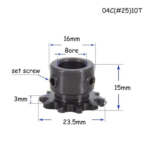 Bevel Gear Pinion Hardware Mechanical 1Pc 10T 04C #25 Sprockets for Roller Chain Bore 5 6 .35 8 10mm 10 Tooth 45# Steel Gear(Bore 8mm) in Saudi Arabia