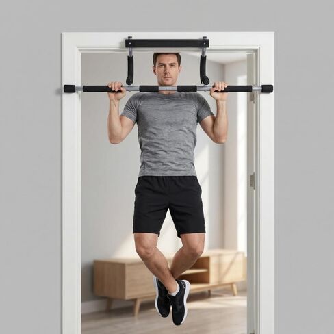 Heavy Duty Doorway Pull Up Bar | Adjustable Width Chin Up Bar for Home Gym | No Drill Fitness Bar for Upper Body Workout, Strength Training, Dips & Push Ups in Saudi Arabia