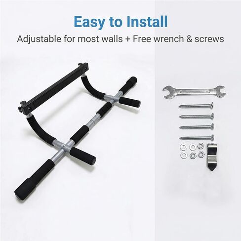 Heavy Duty Doorway Pull Up Bar | Adjustable Width Chin Up Bar for Home Gym | No Drill Fitness Bar for Upper Body Workout, Strength Training, Dips & Push Ups in Saudi Arabia
