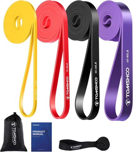 TOMSHOO Resistance Bands Set, Multiple Fitness Exercise Workout Bands with Storage Bag, Door Anchor, Pull Up Assistance Straps for Working Out, Body Stretching, Physical Therapy, More in Saudi Arabia