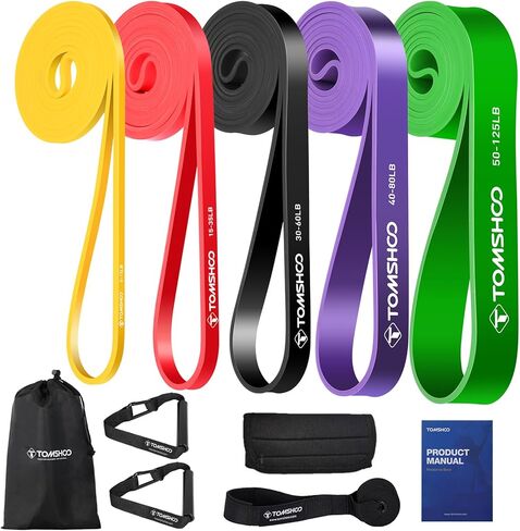 TOMSHOO Resistance Bands Set, Multiple Fitness Exercise Workout Bands with Storage Bag, Door Anchor, Pull Up Assistance Straps for Working Out, Body Stretching, Physical Therapy, More in Saudi Arabia