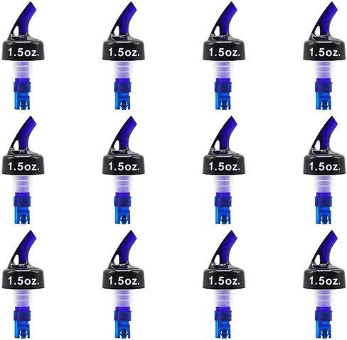 12 Pack Measured Liquor Bottle Pourer Spout With Collar (Blue 1.5oz 45ml), Jigger Quick Shot Spirit Measure Pourer for Alcohol Wine Cocktail in Kuwait