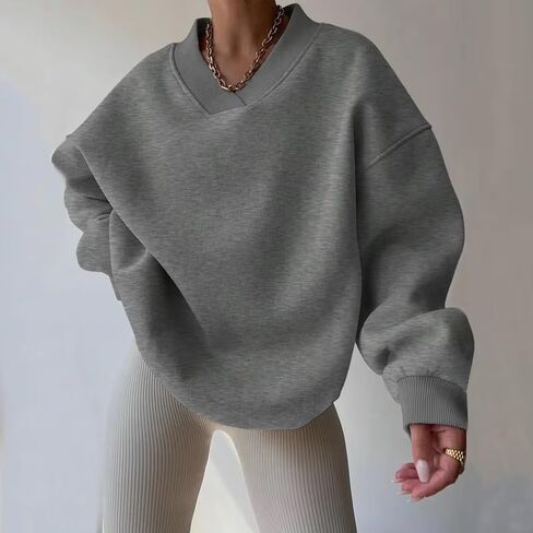 Autumn and Winter Loose Fashion Casual V-Neck Sweatshirt in Saudi Arabia
