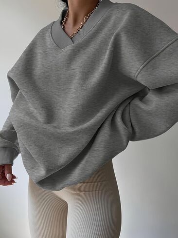 Autumn and Winter Loose Fashion Casual V-Neck Sweatshirt in Saudi Arabia