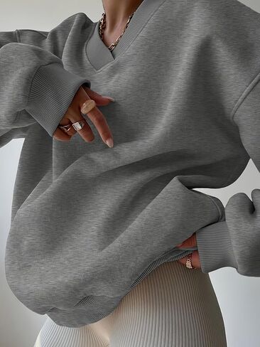 Autumn and Winter Loose Fashion Casual V-Neck Sweatshirt in Saudi Arabia