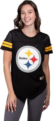 Ultra Game Women's NFL Official Soft Mesh Varsity Stripe T-Shirt in Saudi Arabia