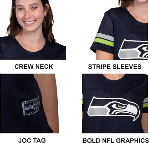 Ultra Game Women's NFL Official Soft Mesh Varsity Stripe T-Shirt in Saudi Arabia