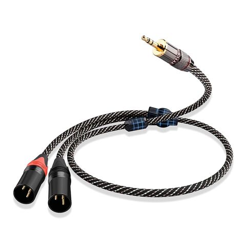 كابل مقسم Y من Audiophile مقاس 3.5 مم إلى ثنائي XLR ذكر Y، 15 AWG 4N OFC، مقابس مطلية بالذهب 24 قيراط مع جديلة نايلون لتسجيل الاستوديو، والمسرح المنزلي، ومكبرات الصوت، ونظام صوت هاي فاي (1.64 قدم/0.5 متر) in Kuwait