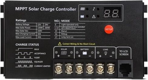 Solar Controller Home Energy Storage 12V24V 10A Stabilized Voltage and Constant Current MPPT Tracking Remote Control in Saudi Arabia