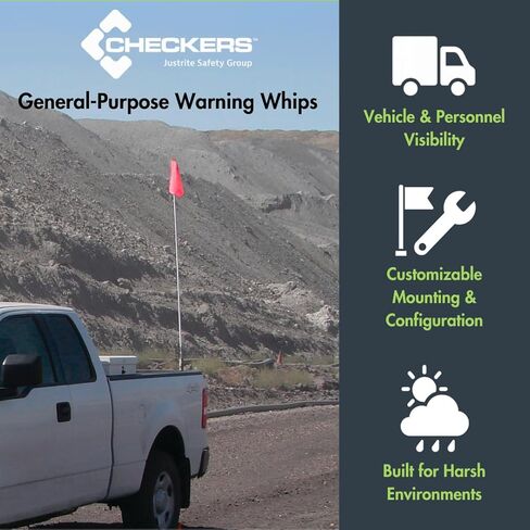 Checkers Heavy Duty Replacement 12" Orange with White X Warning Whip Safety Flag - Industrial Safety Flags for Trucks, Mining, Construction - Made in the USA - FS9025-O in Saudi Arabia