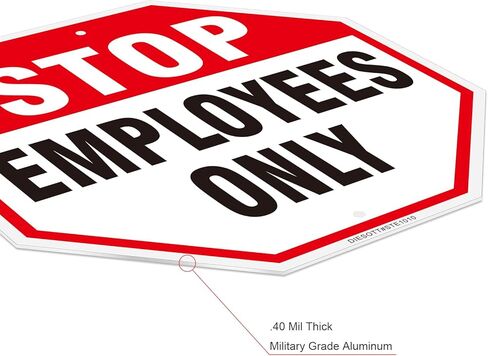عبوتان من علامات التوقف - لافتات للموظفين فقط، 10 × 10 بوصة من الألومنيوم للموظفين فقط للأماكن الداخلية والخارجية، مقاومة للبهتان، محمية من الأشعة فوق البنفسجية، الطقس، حبر متين، سهل التركيب in Kuwait