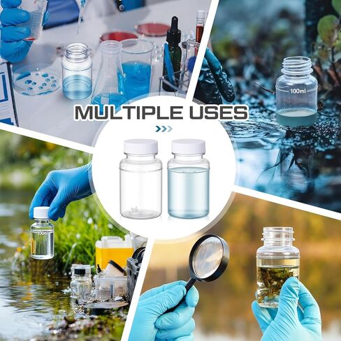 Lounsweer 50 Pcs 100ml Sterile Water Sampling Bottles with 10mg Sodium Thiosulfate, Leakproof for Drinking Water Safety Testing, Total Coliform Detection in Saudi Arabia