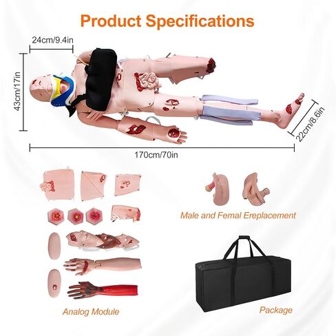Trauma Patient Care Training Manikin – Closed Limb Fracture Model, Adjustable Cervical Collar, Spinal Injury Nursing – Multifunctional Human Simulator for Student/EMT Education in Saudi Arabia