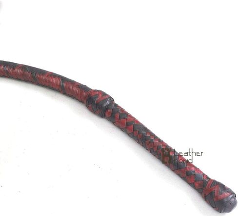 Bull Whip 12 قدم 16 ضفائر الكنغر من جلد الفروسية، جلد مرن للبطن والجلد، مسند مرن من الداخل، أحمر وأسود للرياضة الخارجية in Kuwait