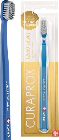 Curaprox CS 12460 Velvet Soft Toothbrush – Sensitive Gum Care | Ultra-Gentle Cleaning with 12,460 Filaments | Single Pack, Royal Blue-Grey in Saudi Arabia