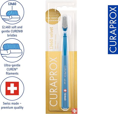 Curaprox CS 12460 Velvet Soft Toothbrush – Sensitive Gum Care | Ultra-Gentle Cleaning with 12,460 Filaments | Single Pack, Royal Blue-Grey in Saudi Arabia