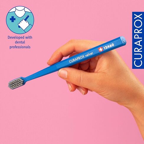 Curaprox CS 12460 Velvet Soft Toothbrush – Sensitive Gum Care | Ultra-Gentle Cleaning with 12,460 Filaments | Single Pack, Royal Blue-Grey in Saudi Arabia