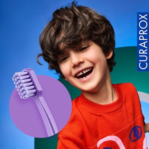 Curaprox CS Kids Toothbrush– for Children Aged 4–12 | Ultra-Soft Gentle Cleaning | 5,500 Curen® filaments | Single Pack | Purple in Saudi Arabia
