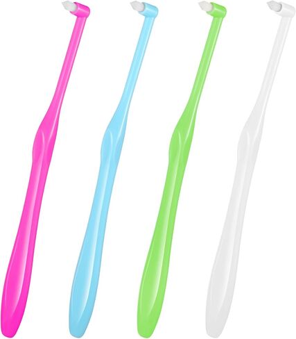 4 PCS End Tuft Toothbrush Adult, Gum Single End Tuft Brush, Soft Orthodontic Toothbrushes for Braces, Small Soft Head for Tiny Hard-to-Reach Areas Detail Cleaning, Individually Wrapped in Saudi Arabia