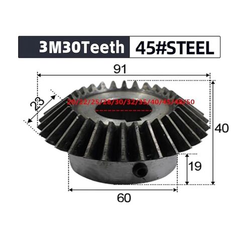 Bevel Gear Pinion Hardware Mechanical 1pcs Bevel Gear 3M30Teeth Inner Hole 20/22/25/28/30/32/35/40/45/48/50mm Gear Meshing Angle Steel Gears Screw Hole M6(22mm Keyway 6mm) in Saudi Arabia