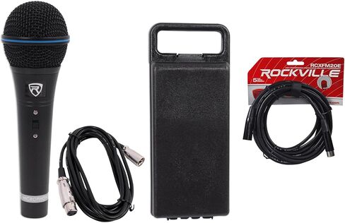 حزمة Rockville Live Sound: ميكروفون معدني احترافي ذو شكل قلبي ديناميكي RMM-XLR مع كابل بطول 10 بوصات، RCXFM20E-B بطول 20 قدمًا كابل ميكروفون XLR نحاسي 100% أنثى إلى ذكر، قطعتان in Saudi Arabia