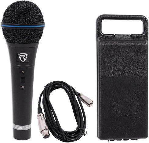 حزمة Rockville Live Sound: ميكروفون معدني احترافي ذو شكل قلبي ديناميكي RMM-XLR مع كابل بطول 10 بوصات، RCXFM20E-B بطول 20 قدمًا كابل ميكروفون XLR نحاسي 100% أنثى إلى ذكر، قطعتان in Saudi Arabia
