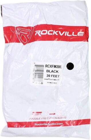 حزمة Rockville Live Sound: ميكروفون معدني احترافي ذو شكل قلبي ديناميكي RMM-XLR مع كابل بطول 10 بوصات، RCXFM20E-B بطول 20 قدمًا كابل ميكروفون XLR نحاسي 100% أنثى إلى ذكر، قطعتان in Saudi Arabia