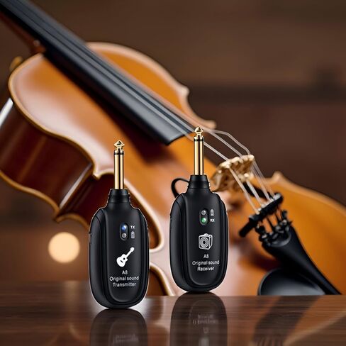 UHF Wireless Transmitter & Receiver Kit for Guitars, 1/4 Inch Jacks for Cables, 4 Channels, 4-Hour Battery Life, 30M Stable Wireless Transmission in Saudi Arabia