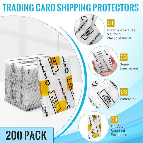 200 + 1 حزمة حامي شحن بطاقة التداول 3.5 بوصة × 4.5 بوصة، مستلزمات شحن البطاقات الرياضية Coldairsoap، إدراجات بلاستيكية قوية وأكمام مقطوعة مسبقًا للبريد، تغليف بطاقات MTG، أبيض in Saudi Arabia