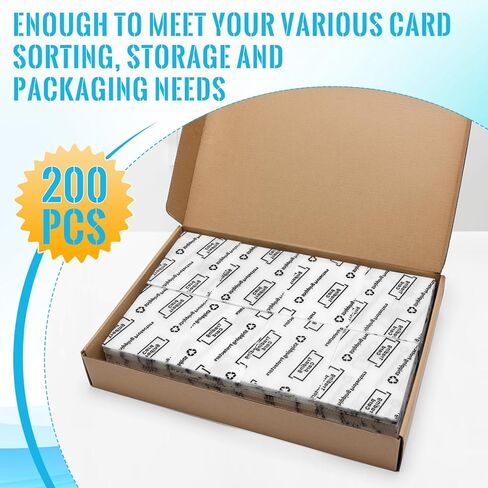200 + 1 حزمة حامي شحن بطاقة التداول 3.5 بوصة × 4.5 بوصة، مستلزمات شحن البطاقات الرياضية Coldairsoap، إدراجات بلاستيكية قوية وأكمام مقطوعة مسبقًا للبريد، تغليف بطاقات MTG، أبيض in Saudi Arabia