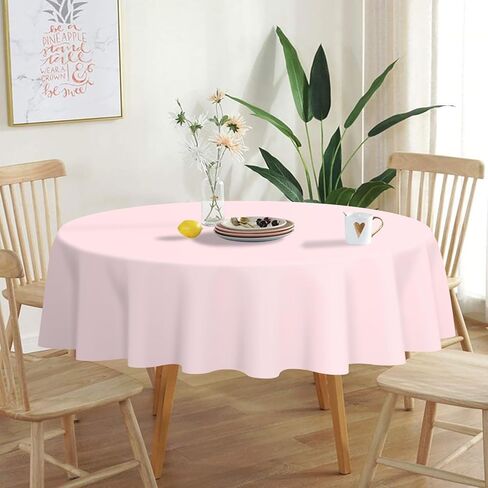 QIKSION Pink Round Tablecloth 2 Pack, 84 Inch Plastic Table Cloth Disposable for Parties in Saudi Arabia