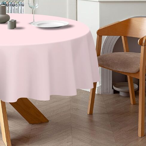 QIKSION Pink Round Tablecloth 2 Pack, 84 Inch Plastic Table Cloth Disposable for Parties in Saudi Arabia