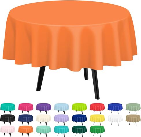 QIKSION Pink Round Tablecloth 2 Pack, 84 Inch Plastic Table Cloth Disposable for Parties in Saudi Arabia