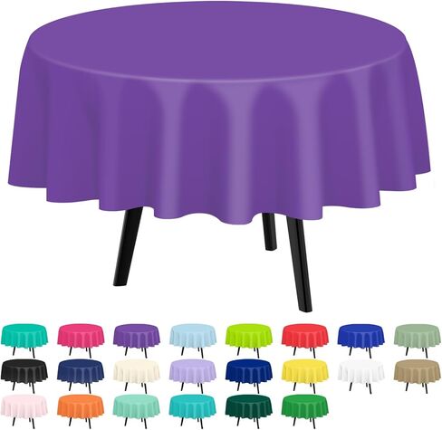 QIKSION Pink Round Tablecloth 2 Pack, 84 Inch Plastic Table Cloth Disposable for Parties in Saudi Arabia