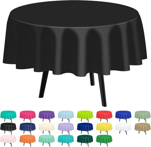 QIKSION Pink Round Tablecloth 2 Pack, 84 Inch Plastic Table Cloth Disposable for Parties in Saudi Arabia