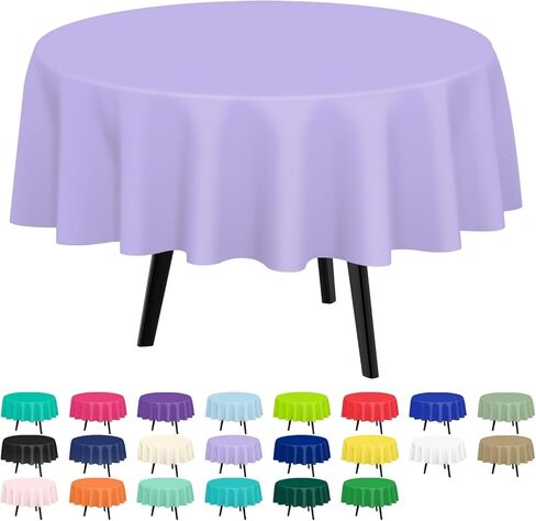 QIKSION Pink Round Tablecloth 2 Pack, 84 Inch Plastic Table Cloth Disposable for Parties in Saudi Arabia