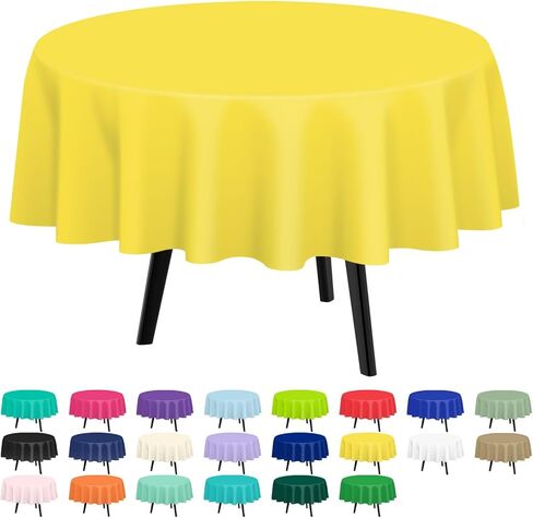 QIKSION Pink Round Tablecloth 2 Pack, 84 Inch Plastic Table Cloth Disposable for Parties in Saudi Arabia