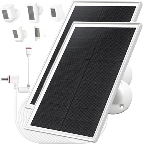 10W/5V Solar Panel Charger with Two connectors DC3.5 * 1.35 and USB-C,9.8ft/3m Charging Cable,IP65,Compatible with Ring Spotlight Cam Plus/Pro,Stick Up Cam Battery 2nd/3rd Generation in Saudi Arabia
