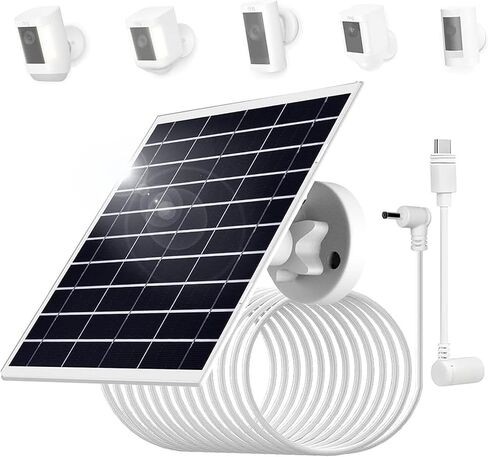 10W/5V Solar Panel Charger with Two connectors DC3.5 * 1.35 and USB-C,9.8ft/3m Charging Cable,IP65,Compatible with Ring Spotlight Cam Plus/Pro,Stick Up Cam Battery 2nd/3rd Generation in Saudi Arabia